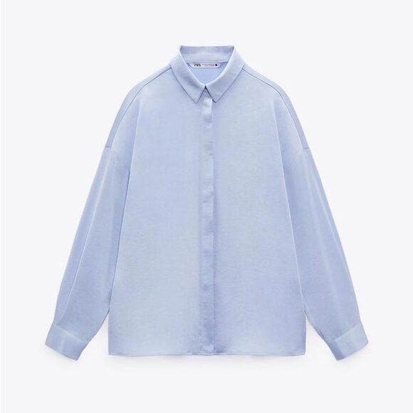 ZARA SATINY DROP-SHOULDER SHIRT - Picture 4 of 9